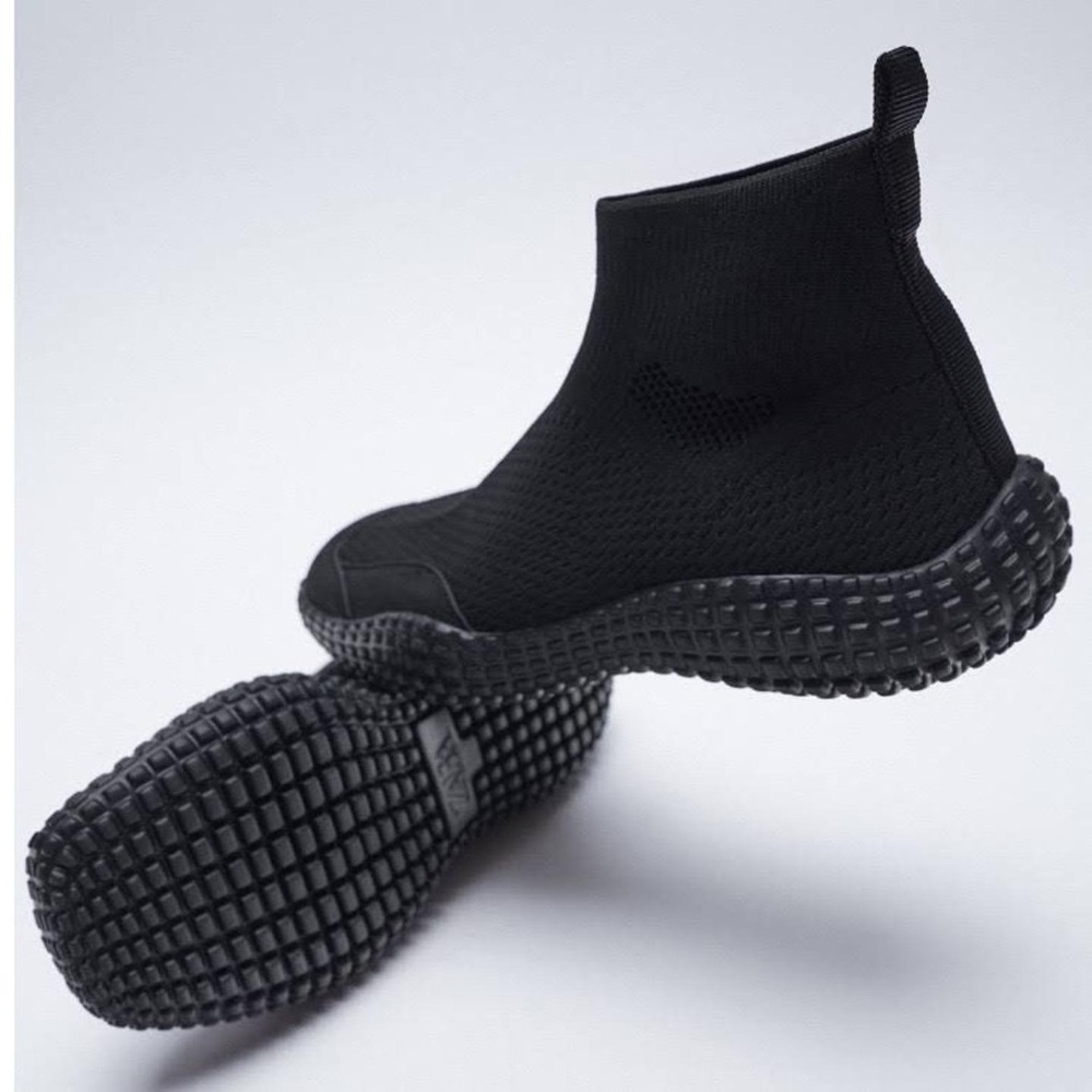 Zara Sock High Top Sneakers Black sz 38 - Picture 5 of 5